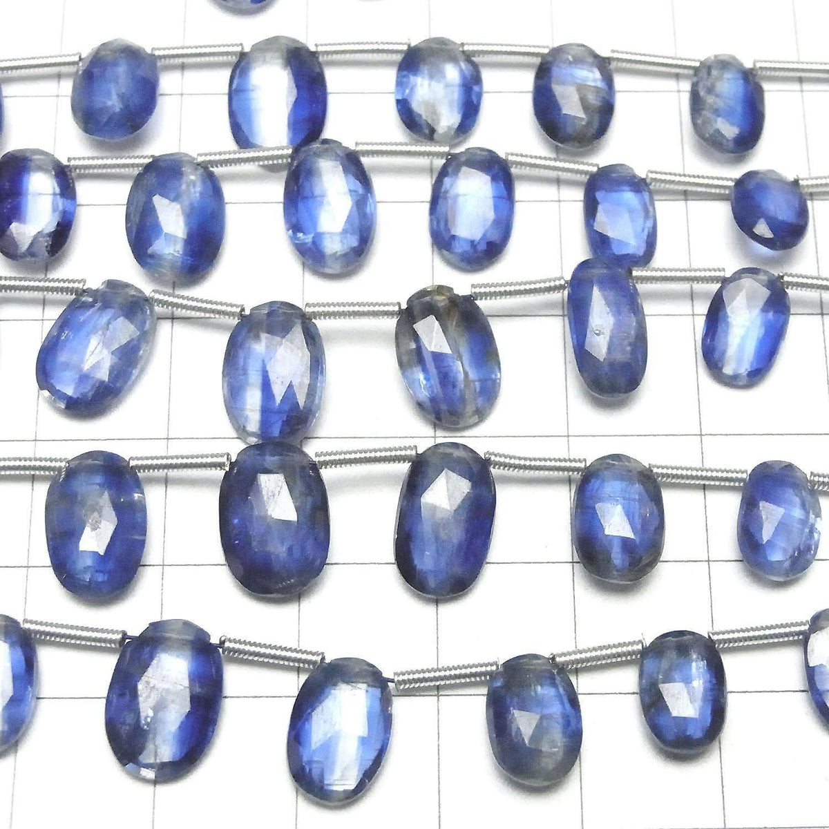 Kyanite AA++ Faceted Oval Top Side Drilled Hole 1strand beads (15pcs )