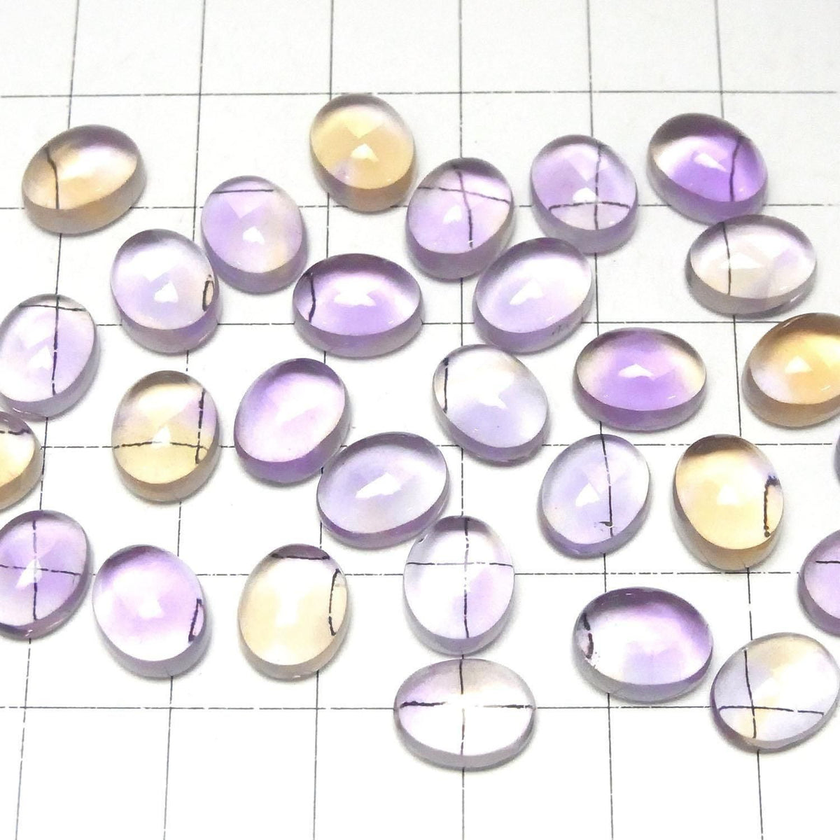 High Quality Amethyst x Citrine AAA Oval Cabochon 10x8mm 3pcs