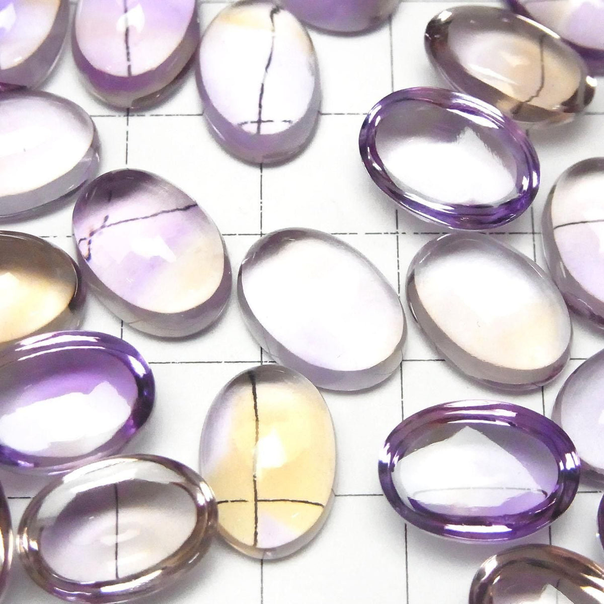 High Quality Amethyst x Citrine AAA Oval Cabochon 14x10mm 2pcs