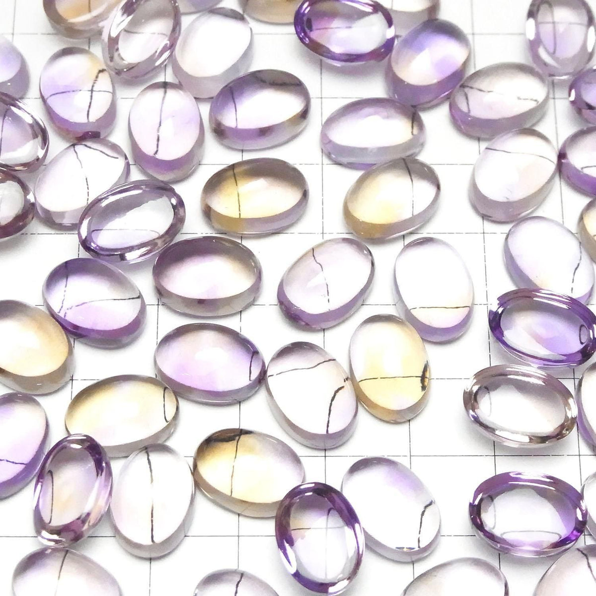 High Quality Amethyst x Citrine AAA Oval Cabochon 14x10mm 2pcs