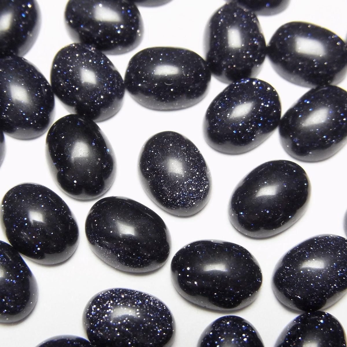 Blue Golden Sand Stone Oval Cabochon 8x6mm 5pcs