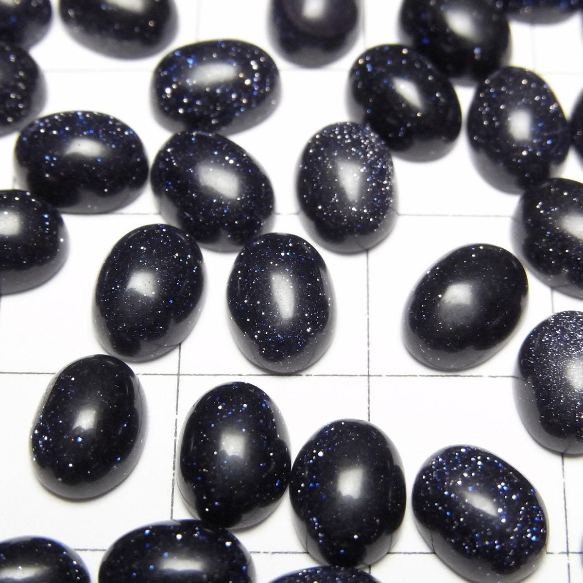 Blue Golden Sand Stone Oval Cabochon 8x6mm 5pcs