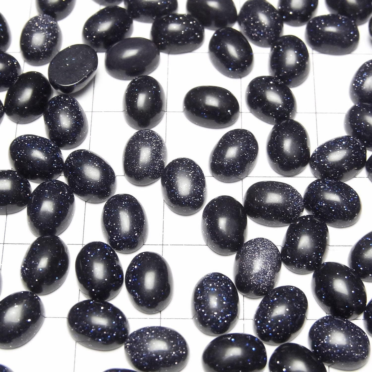 Blue Golden Sand Stone Oval Cabochon 8x6mm 5pcs