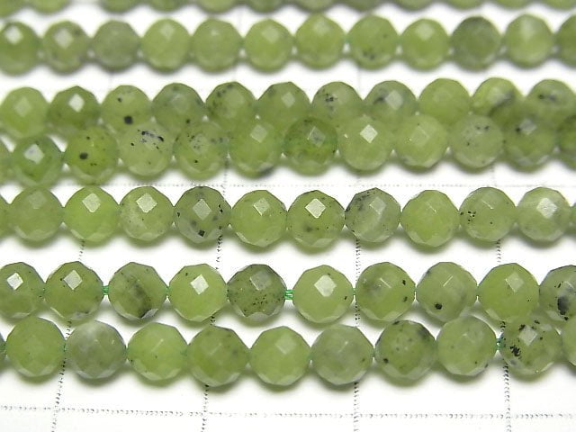 高品質!俄羅斯軟玉 AA++ 刻面圓珠 4mm 一串(約 15 英吋 / 37 公分)