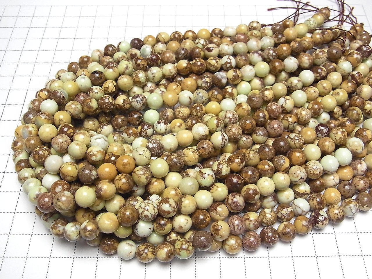 Zitronen-Chrysopras (gemustert) Rund 8mm halb oder 1 Strang Perlen (ca. 15 Zoll/36 cm)