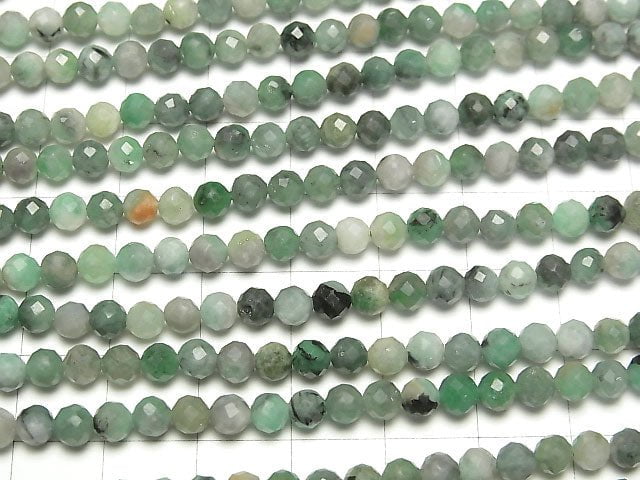 Hochwertig! Brasilianischer Smaragd AA+ facettiert Rund 4mm 1strang Perlen (ca. 15 Zoll / 36 cm)