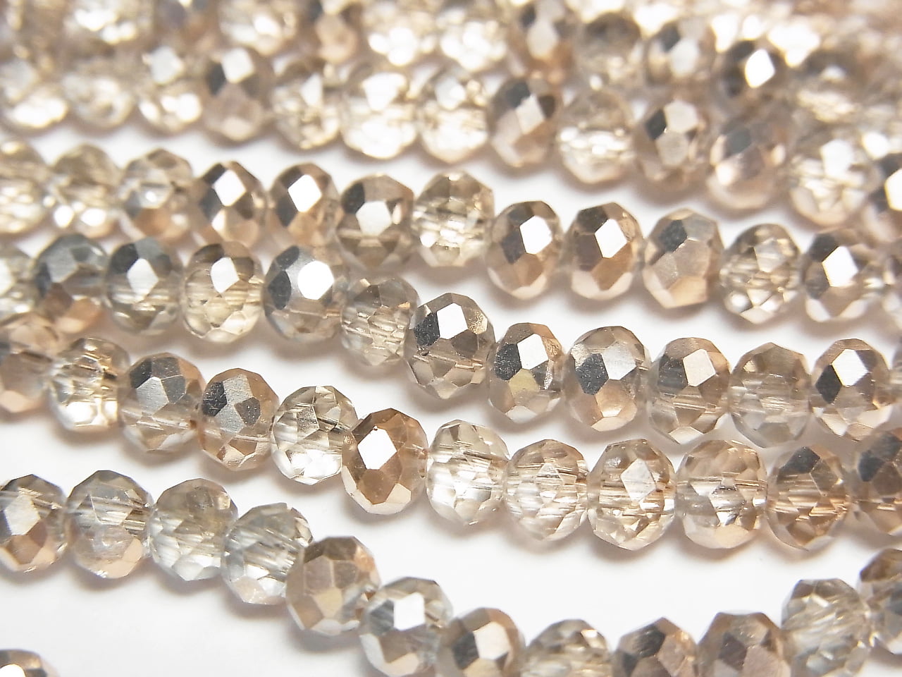 Glass Beads Faceted Button Rondelle 4.5x4.5x3.5mm Brown Half-Coated 1strand Beads (approx. 15 inches/36 cm)