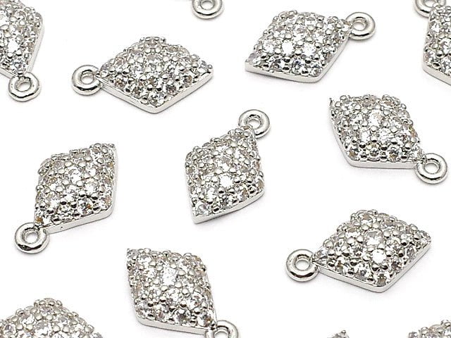 Metal Parts charm with CZ Diamond Shape11x6mm Silver Color 2pcs $2.79!