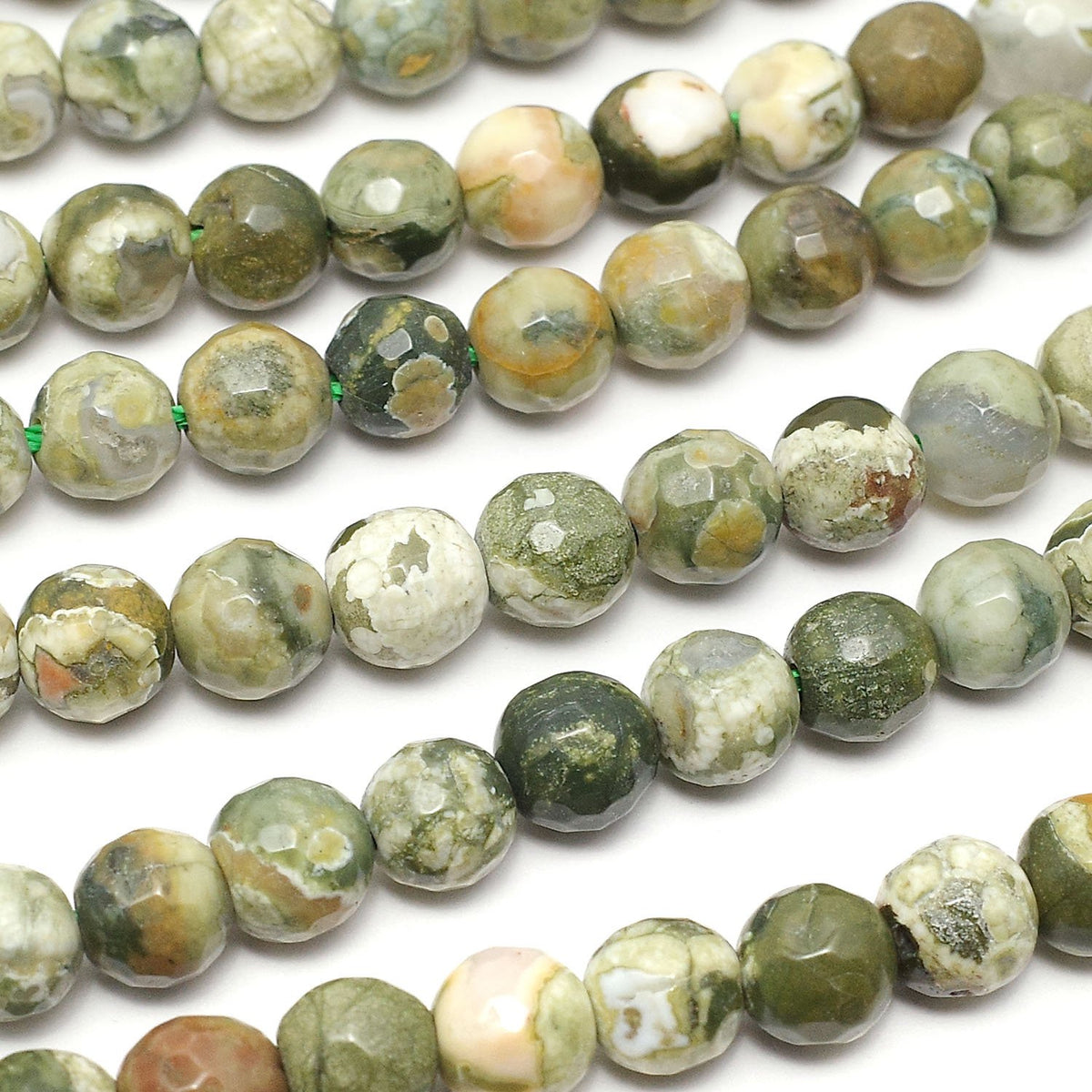 Rainforest Rhyolite 128Faceted Round 6mm half or 1strand beads (aprx.15inch/37cm)