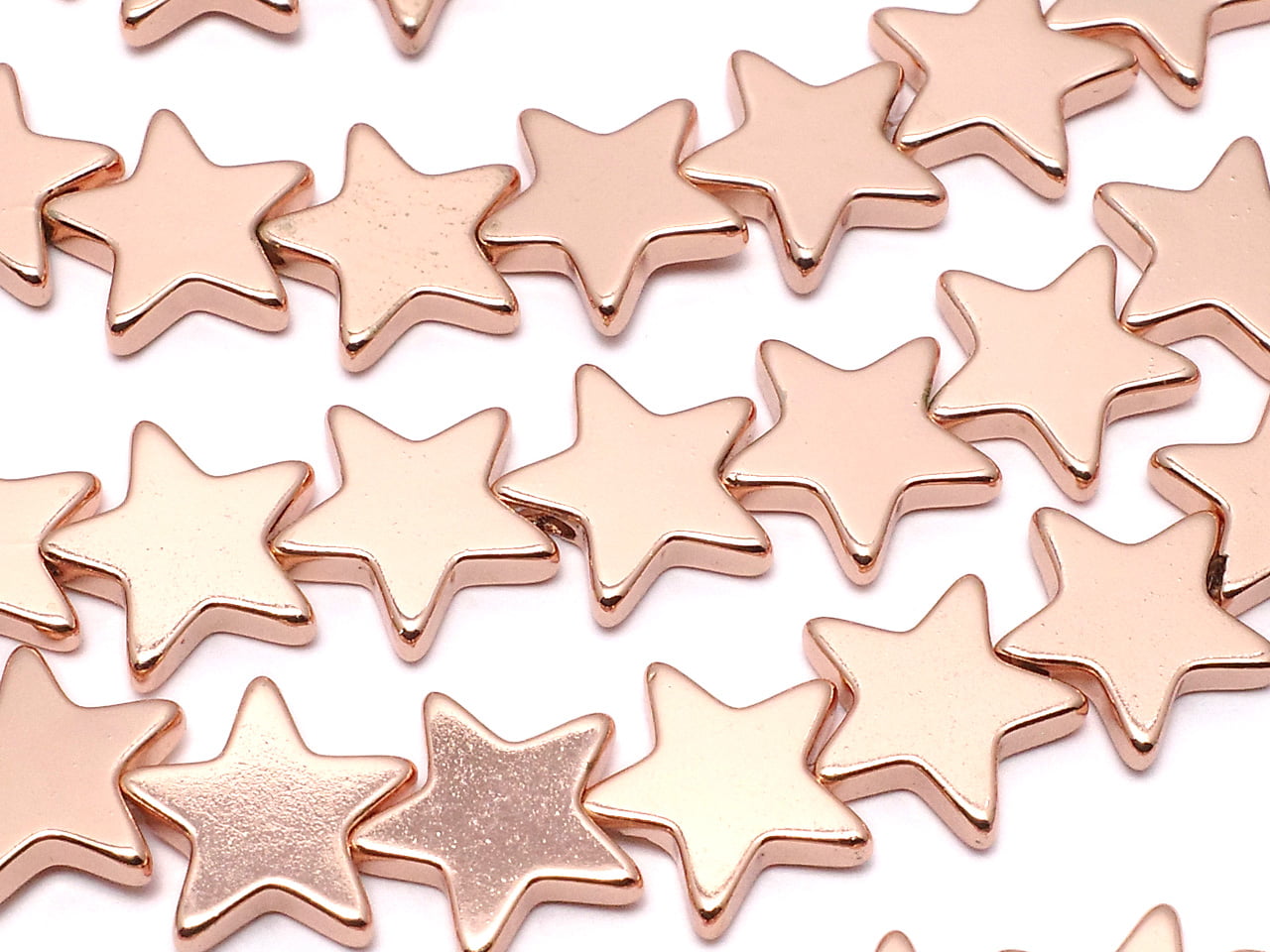 Hematite Star 10x10mm Pink Gold Coating 1strand beads (aprx.15inch/37cm)