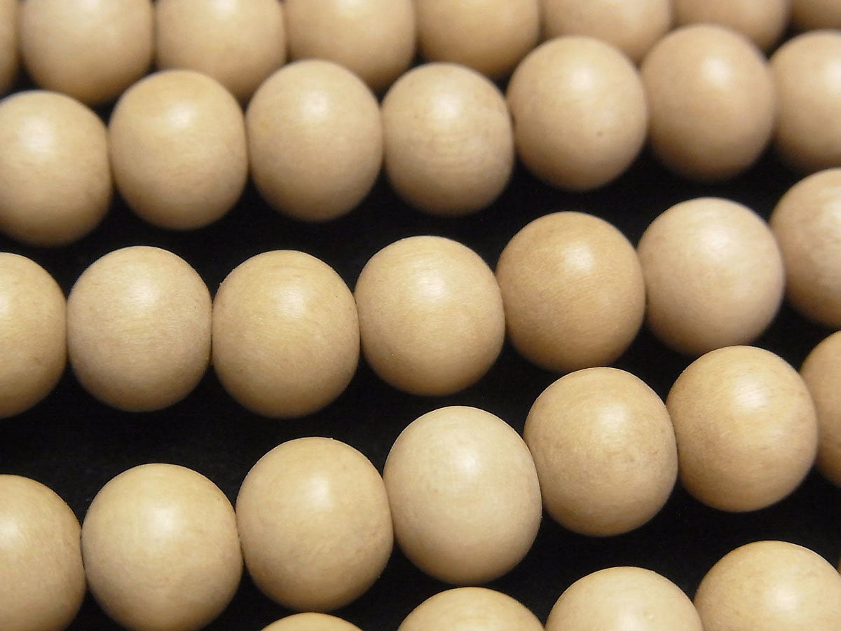 White Wood Semi Round 8mm 1strand beads (aprx.15inch / 38cm)