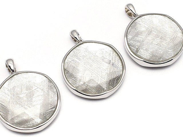 Meteorite (Muonionalusta ) Pendant Both Side Finish 22mm Silver925