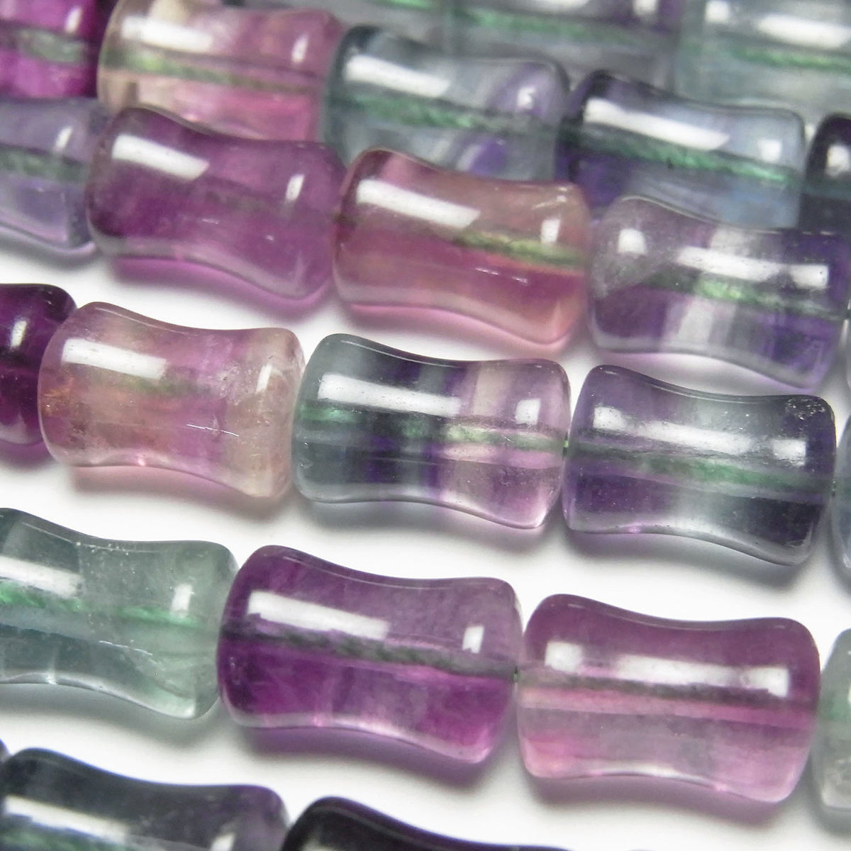 Fluorite Multicolore AAA- Bambou 12x8x8mm 1 fil perles (env.15inch/36cm)