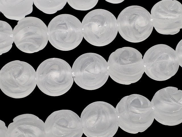 Frosted Crystal Quartz AAA Round Rose Cut 10mm half or 1strand beads (aprx.14inch/35cm)