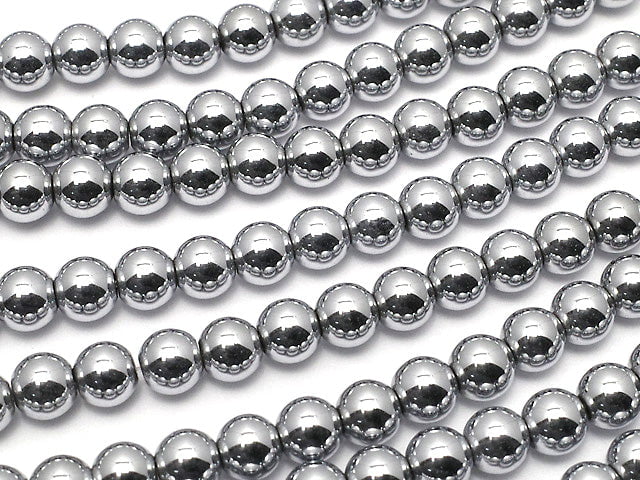 Hematite Round 4mm Silver coating 1strand beads (aprx.15inch / 38cm)