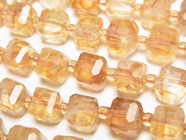 高品質!幻影黃水晶 AA++ 立方體 7x7x7mm 半串或 1 串珠子 (約14英吋/34公分)