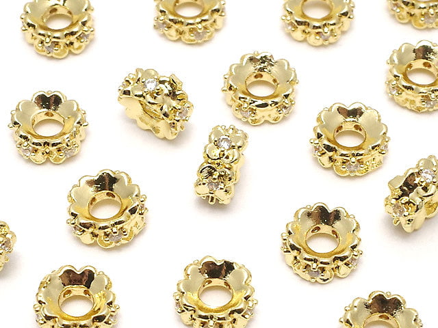 Metallteile Rondelle 6x6x2.5mm Goldfarbe (mit CZ) 2 Stück