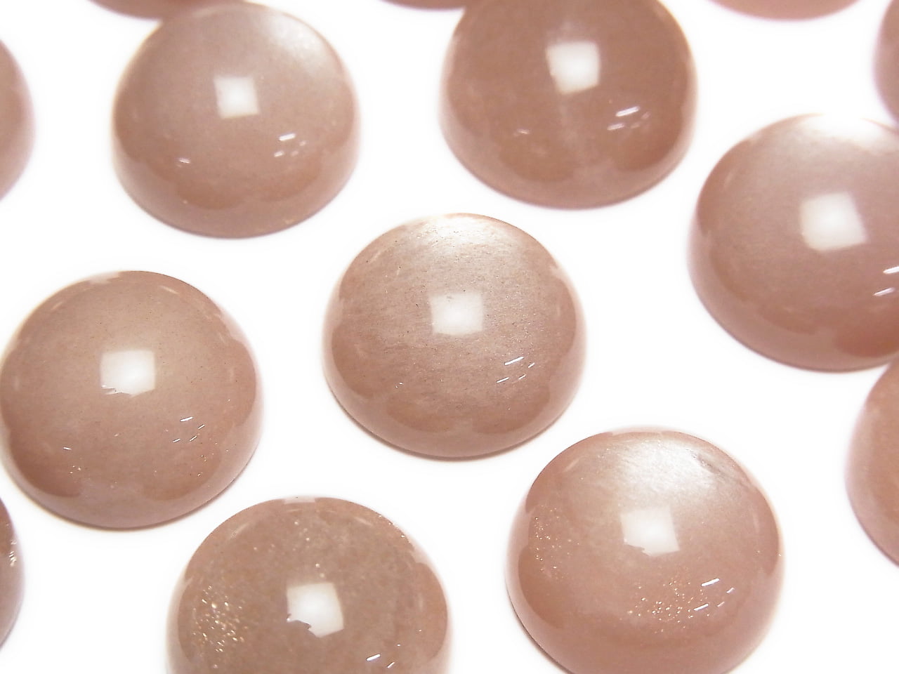 Pink Brown Moonstone AAA- Round Cabochon 15x15mm 2pcs