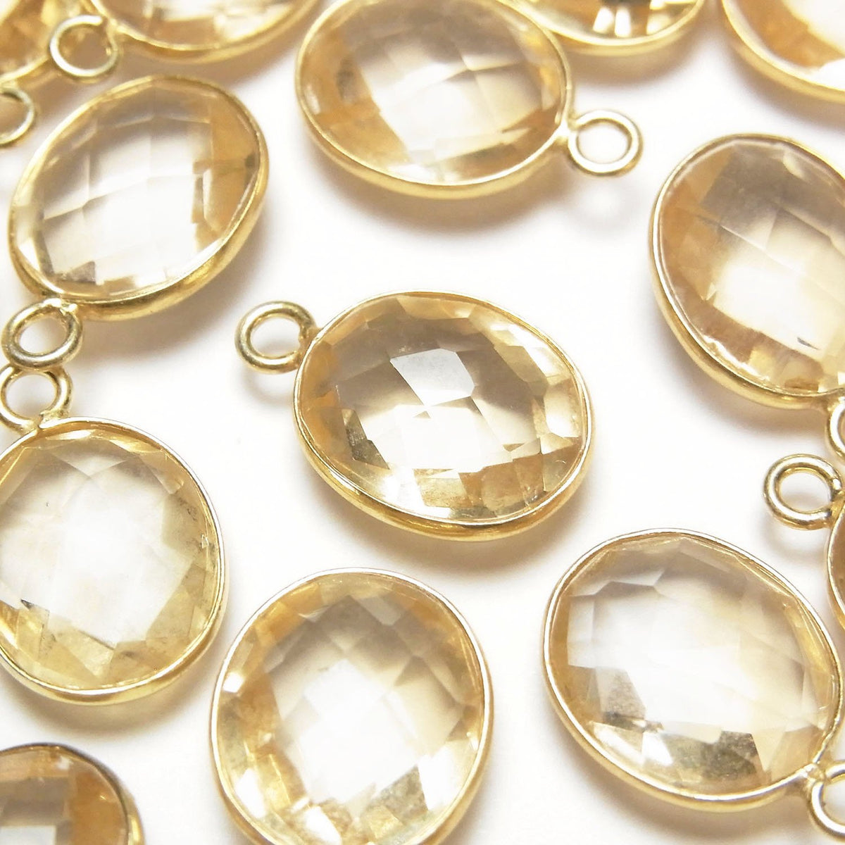 High Quality Citrine AAA Bezel Setting Faceted Oval 13x11mm 18KGP 2pcs