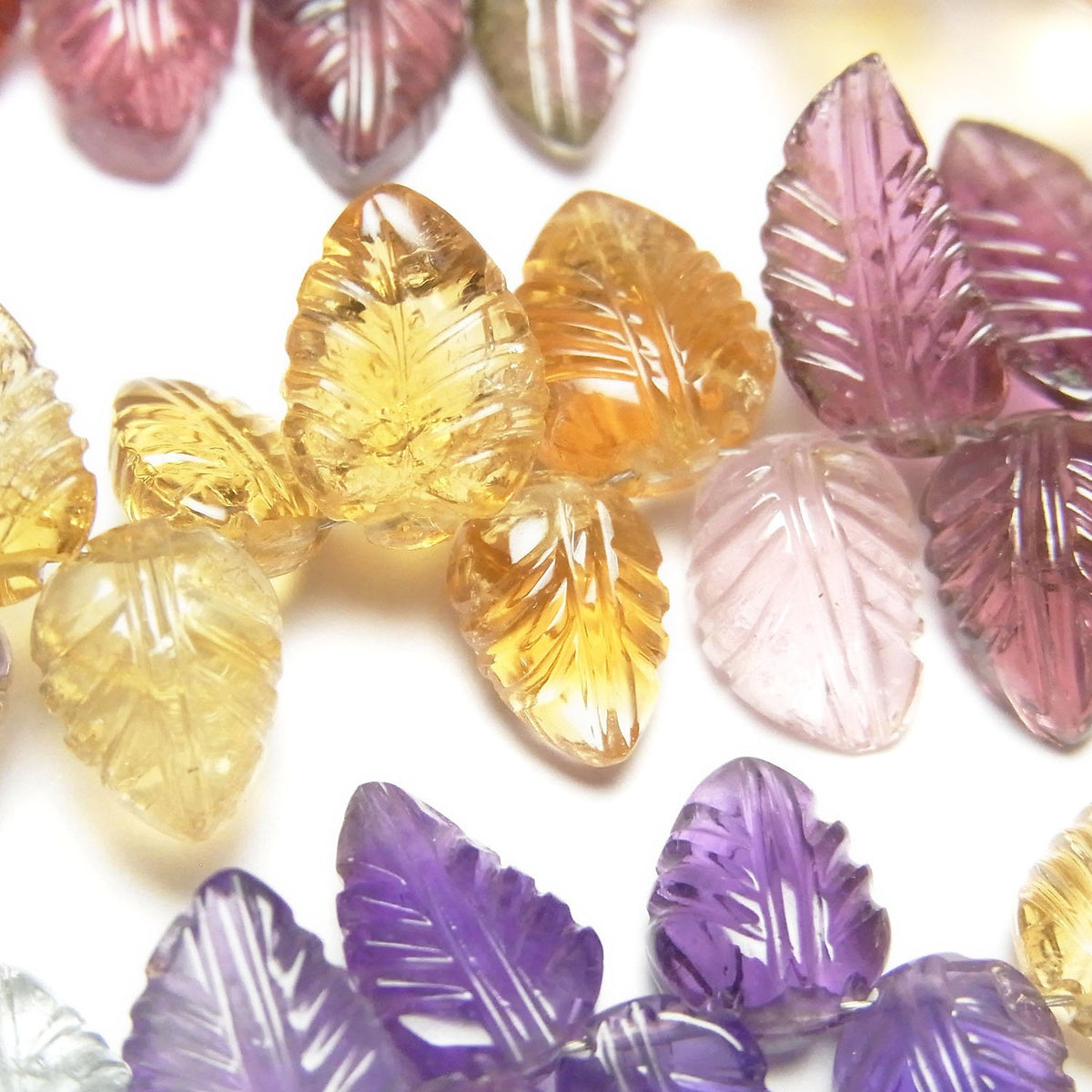 High Quality Mixed Stone AAA Pear shape (Leaf Carving) Faceted Briolette half or 1strand beads (aprx.7inch/18cm)