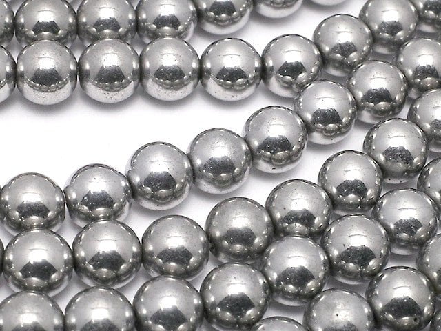 Magnetic! Hematite Round 6mm Silver Coating 1strand beads (aprx.15inch / 36cm)