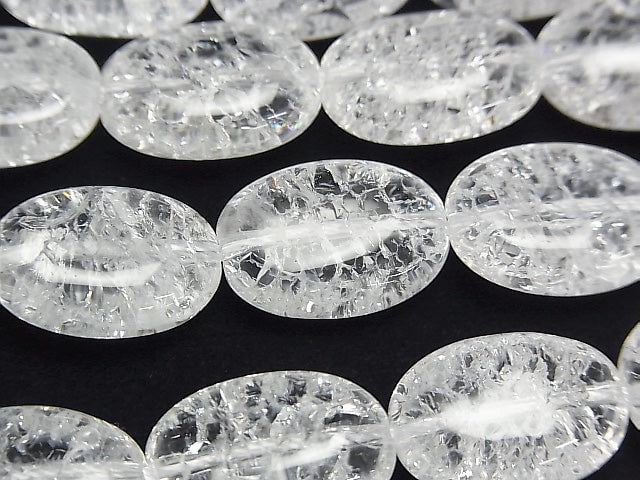 Cracked Crystal Oval 18x13x8mm half or 1strand beads (aprx.15inch/38cm)