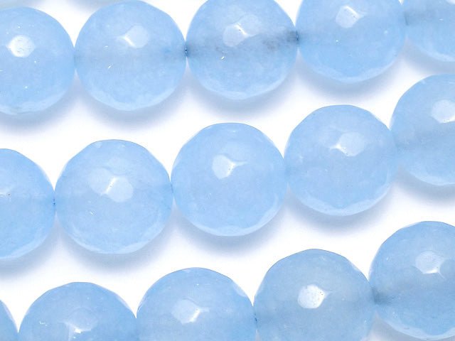 Blue Color Jade 128 Faceted Round 12 mm 1strand beads (aprx. 14 inch / 35 cm)