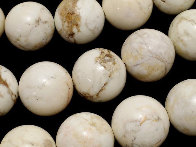 Magnesite Round 16mm half or 1strand beads (aprx.14inch/36cm)