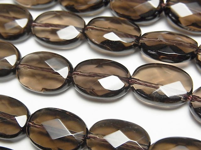 Rauchquarz AAA Facettierte Oval 14x10x5mm halb oder 1strang Perlen (ca. 15 Zoll / 36 cm)