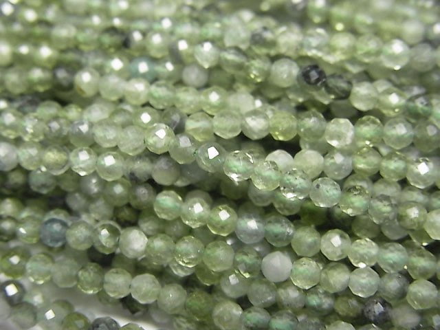 Hochwertig! Grüner Turmalin AAA facettierte rund 2,5mm 1Strang Perlen (ca. 15 Zoll / 37 cm)