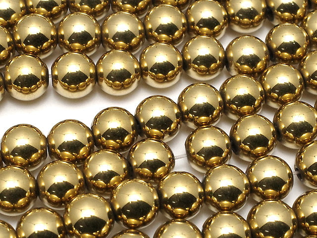 Magnetic! Hematite Round 6mm gold coating 1strand beads (aprx.15inch / 38cm)