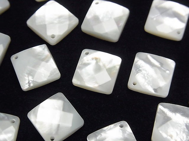 Hochwertige weiße Muschel (Silberlippen-Auster) AAA Diamantform 13x13mm 4Stück