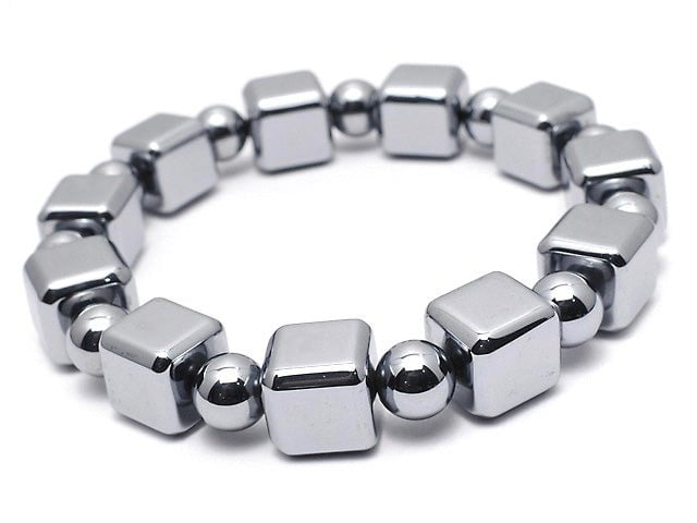 太赫茲方塊 10x10mm 和圓珠 7.5mm 手鍊
