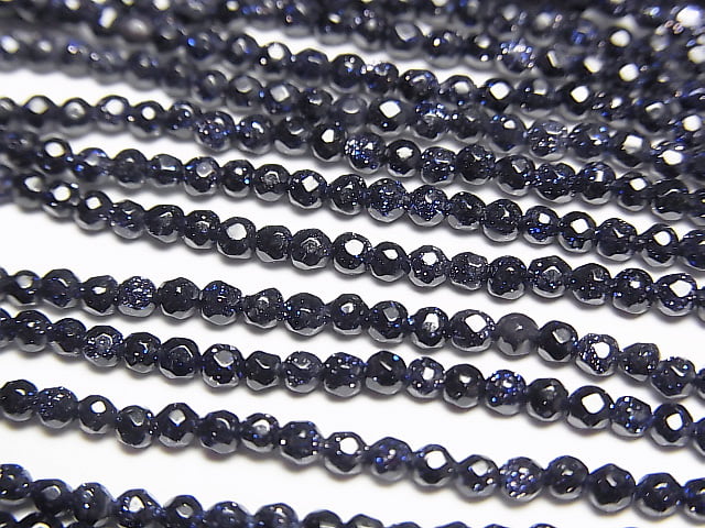1strand $8.79! Blue Golden Sand Stone Faceted Round 2mm 1strand beads (aprx.15inch/36cm)