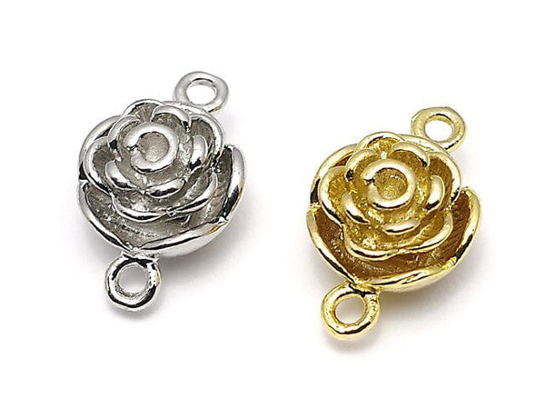 Metal Parts Magnetic Clasp with Jump Ring 20 x 13 x 9 mm Flower 2 pcs