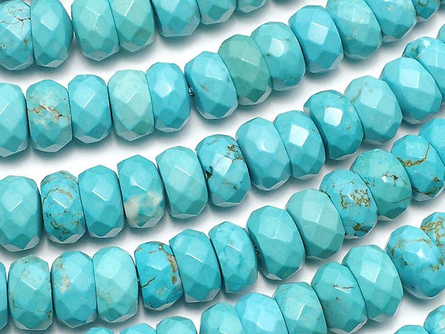 Magnesite Turquoise Faceted Button Rondelle 8x8x4mm 1strand beads (aprx.15inch/36cm)