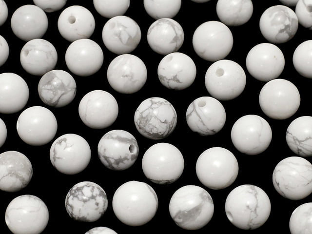 Howlite Magnesite Half Drilled Hole Round 6mm 10pcs