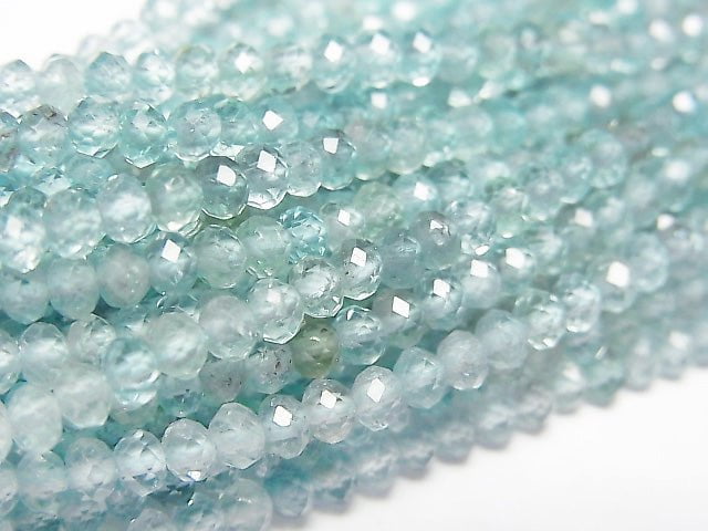 高品質!磷灰石 AA++ 小尺寸刻面鈕扣圓珠 3x3x2mm 1串珠子 (約15英寸/37公分)