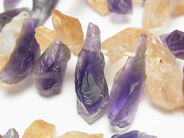 Amethyst xCitrin Punkt Rohstein Nugget Oben Durchbohrtes Loch halbe oder 1Strang Perlen (ca. 15 Zoll / 38 cm)