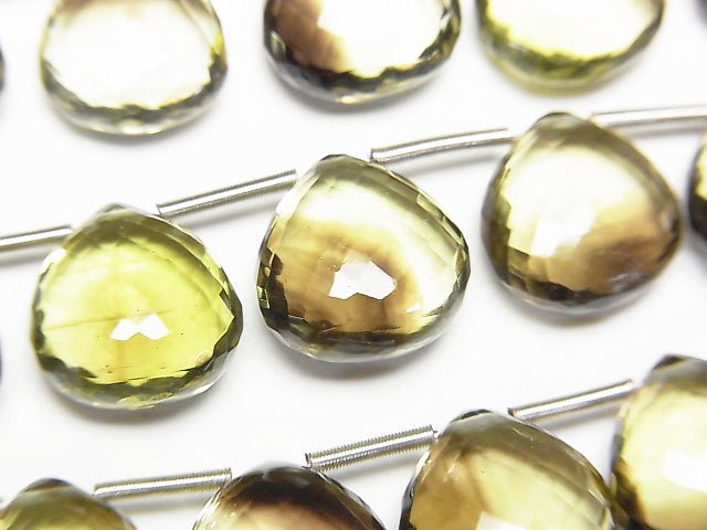 高切割優質檸檬黃x煙燻石英AAA栗子刻面水滴 1串 (8顆)