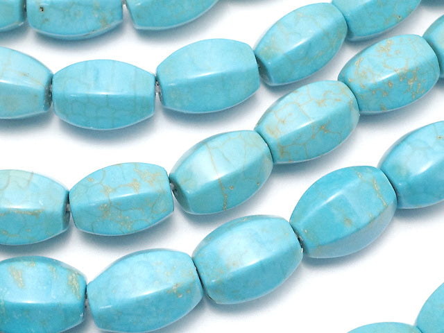 Magnesite Turquoise 6Faceted Faceted Rice 12x8x8mm 1strand beads (aprx.15inch/36cm)
