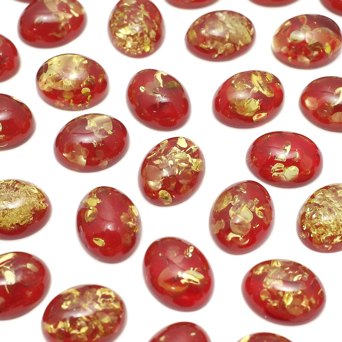 Cracked Red color Amber Oval Cabochon 10x8mm 2pcs