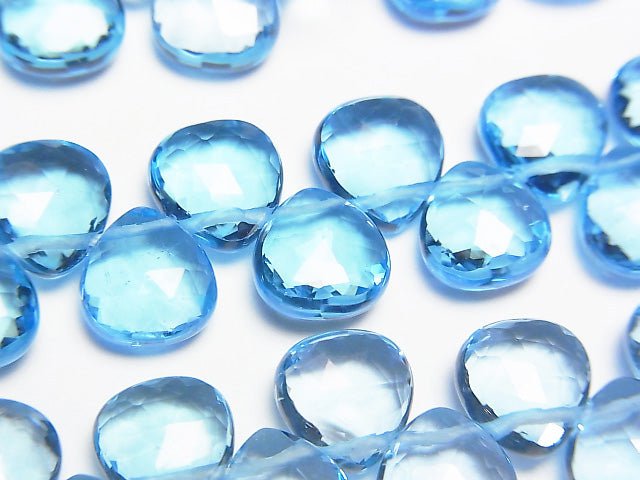 Hochwertiger Schweizer blauer Topas AAA Kastanien-facettiert Briolette 8 x 8 x 4 mm 2 Stück oder 1 Strang Perlen (ca. 4 Zoll / 11 cm)