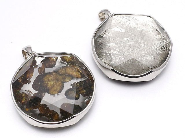 Kenya Sericho Pallasit Meteoriten xMeteoriten Anhänger 32 mm Silber 925