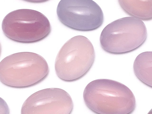Hochwertiger rosa-lila Chalcedon AAA Oval Cabochon 14x10mm 4 Stück