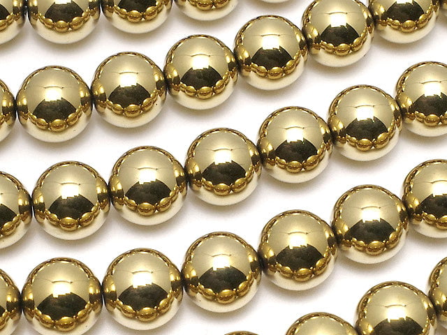 Hematite Round 8mm Gold coating 1strand beads (aprx.15inch / 36cm)