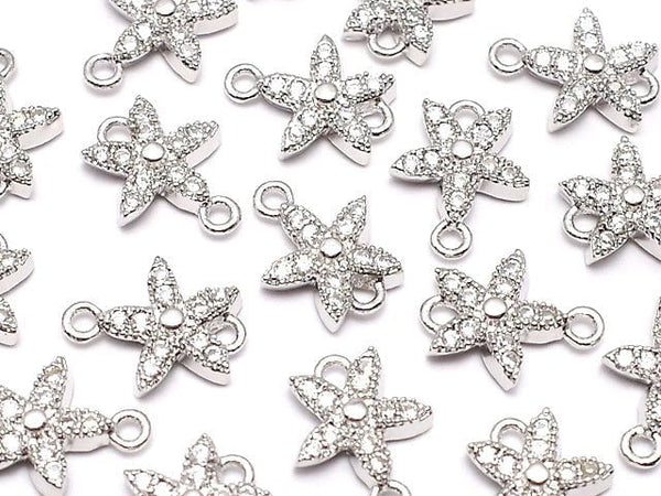Metal Parts Joint Parts Flower 9 x 7.5 Silver Color (with CZ) 1 pc $1.99