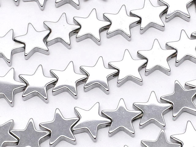 Hematite Star 8x8x2mm Silver Coating 1strand beads (aprx.14inch/36cm)