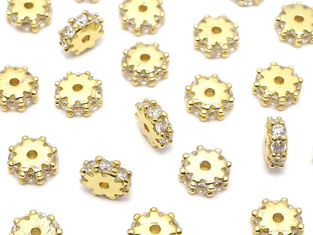 Metallteile Rondelle 4.5x4.5x1.5mm Goldfarbe (mit CZ) 5 Stück