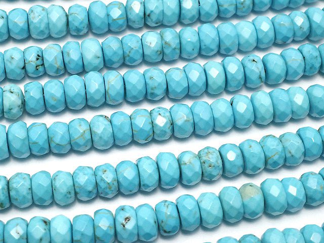 Magnesite Turquoise Faceted Button Rondelle 6x6x3mm 1strand beads (aprx.15inch/36cm)